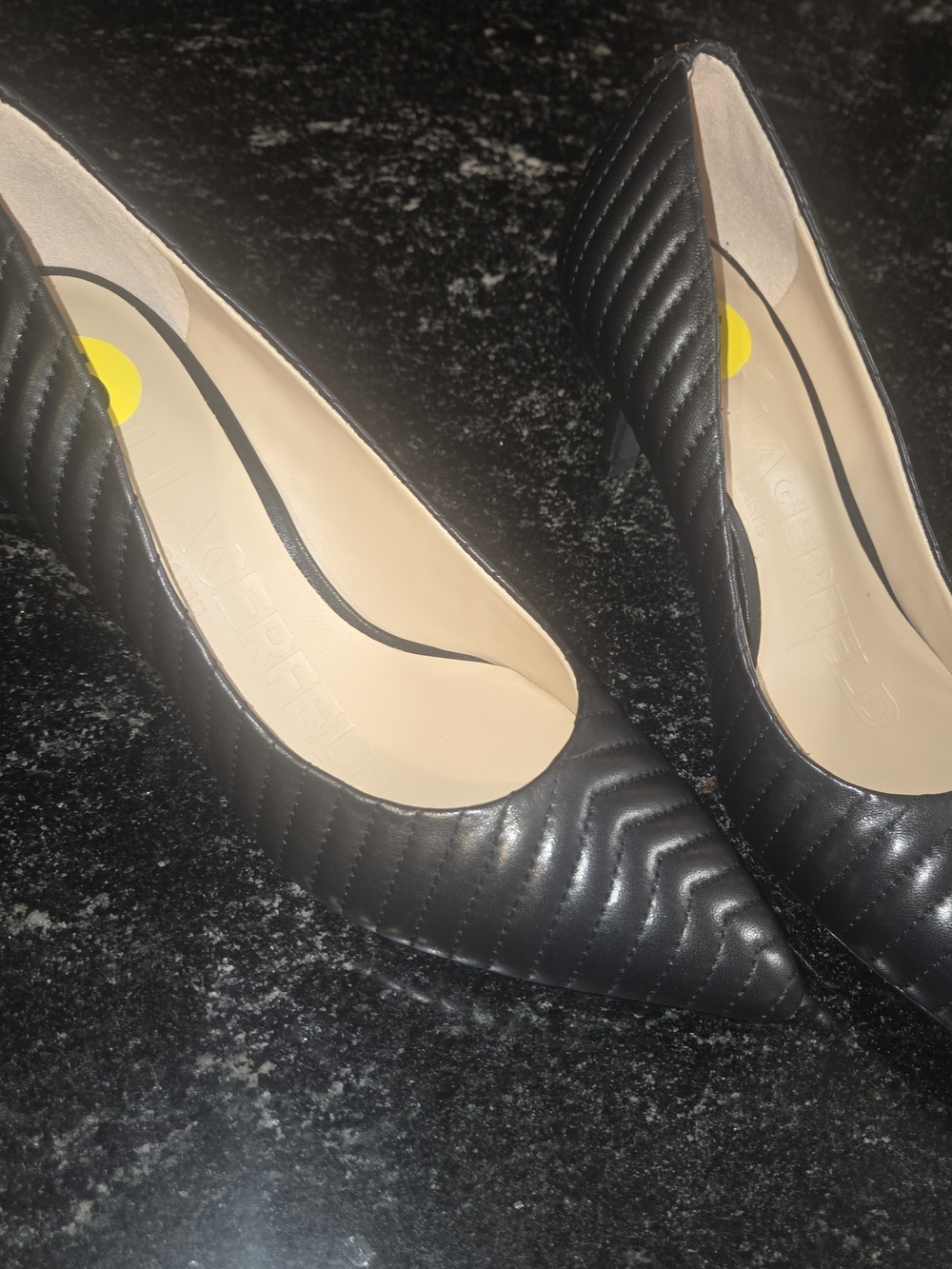 Karl Lagerfeld Black Quilted Pointed-Toe Pumps
